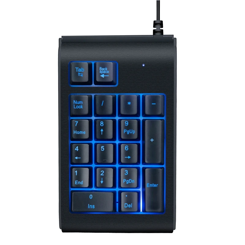 3 Color LED Backlit Illuminated 19 Key Wired USB Mechanical Number Pad