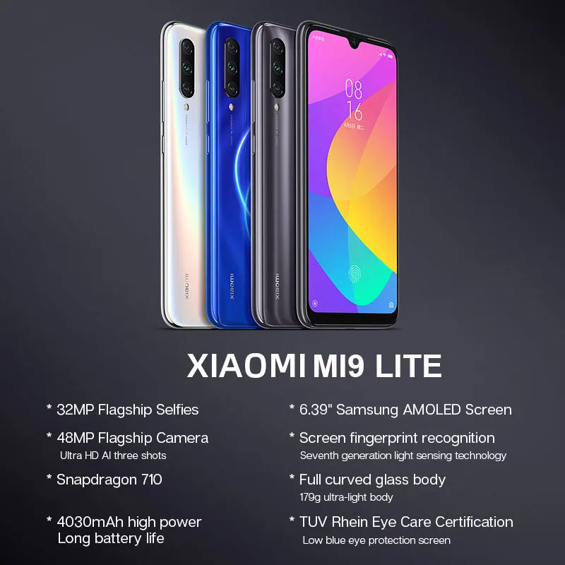 Дешево В наличии, глобальная версия Xiaomi Mi 9 Lite, 6 ГБ, 128 ГБ, смартфон, 48 МП, тройная камера Snapdragon 710, Восьмиядерный, 32 МП, фронтальная, 4030 мАч, NFC