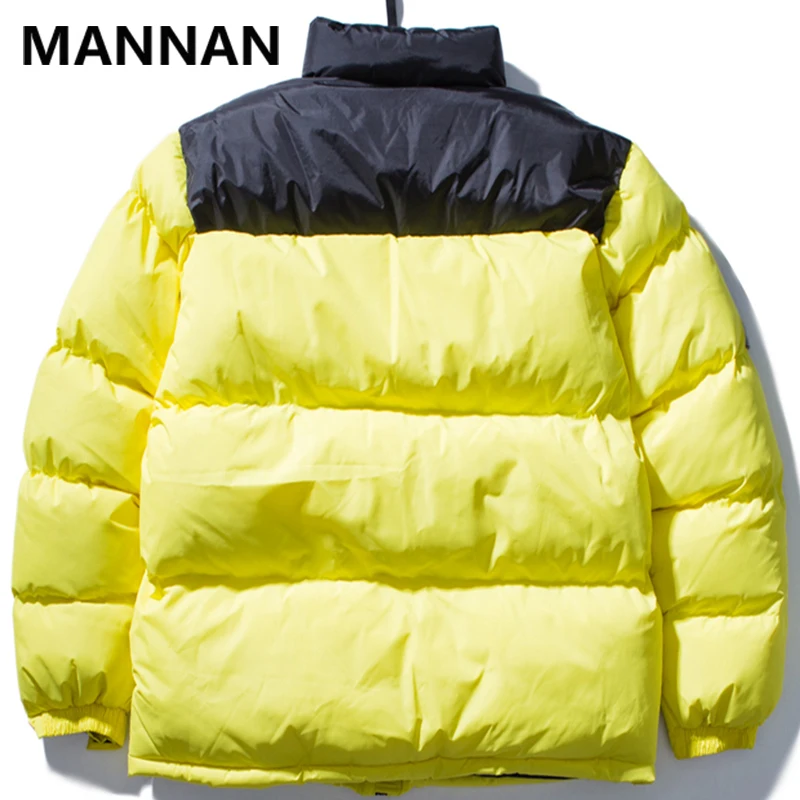 MANNAN,, Мужская Уличная одежда, хип-хоп, пэчворк, желтые куртки, одежда с хлопковой подкладкой, толстые зимние мужские повседневные куртки и пальто
