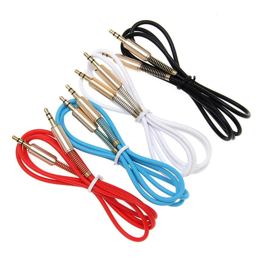 3 5mm Jack Aux Cable 1m Car Spring Audio Cables Gold Plated Speaker Male to Male AUX Cord for Phone Headphone MP3 4