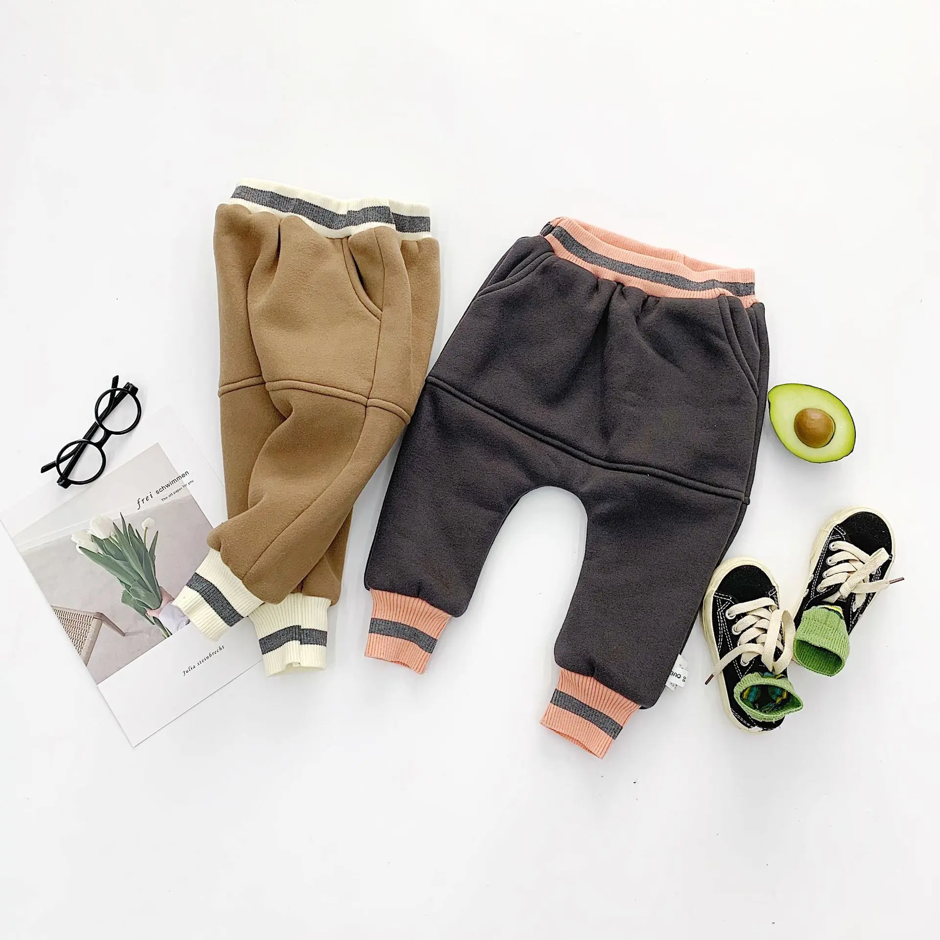 Winter cute kids soft fleece thicken big PP pants boys girls cotton warm harem trousers