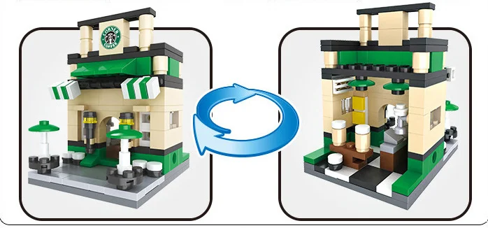 Детские строительные блоки игрушки 3D Мини город улица вид магазин Diy серии для детей подарок совместимы