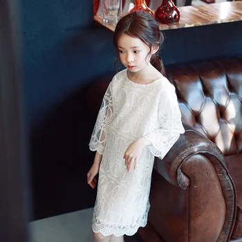 

2020 Spring Baby Girls Lace Dress Children White Dress Kids Princess Dress Toddler Beautiful Dress ,2-14Y,#2305