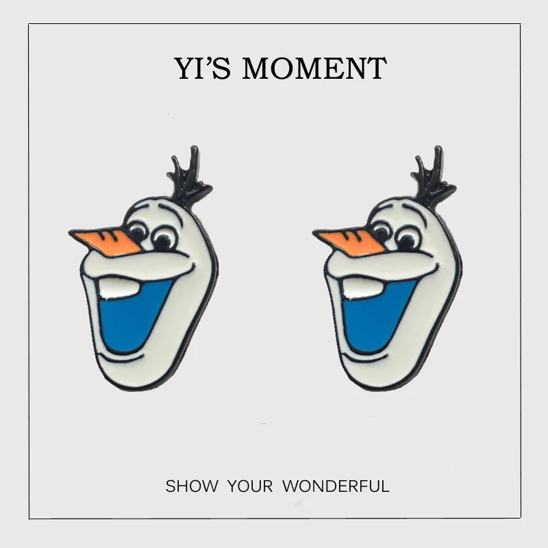 Подарок на день рождения серьги-гвоздики с эмалью животное Олаф серьги для женщин