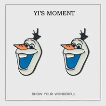 Подарок на день рождения серьги-гвоздики с эмалью животное Олаф серьги для женщин