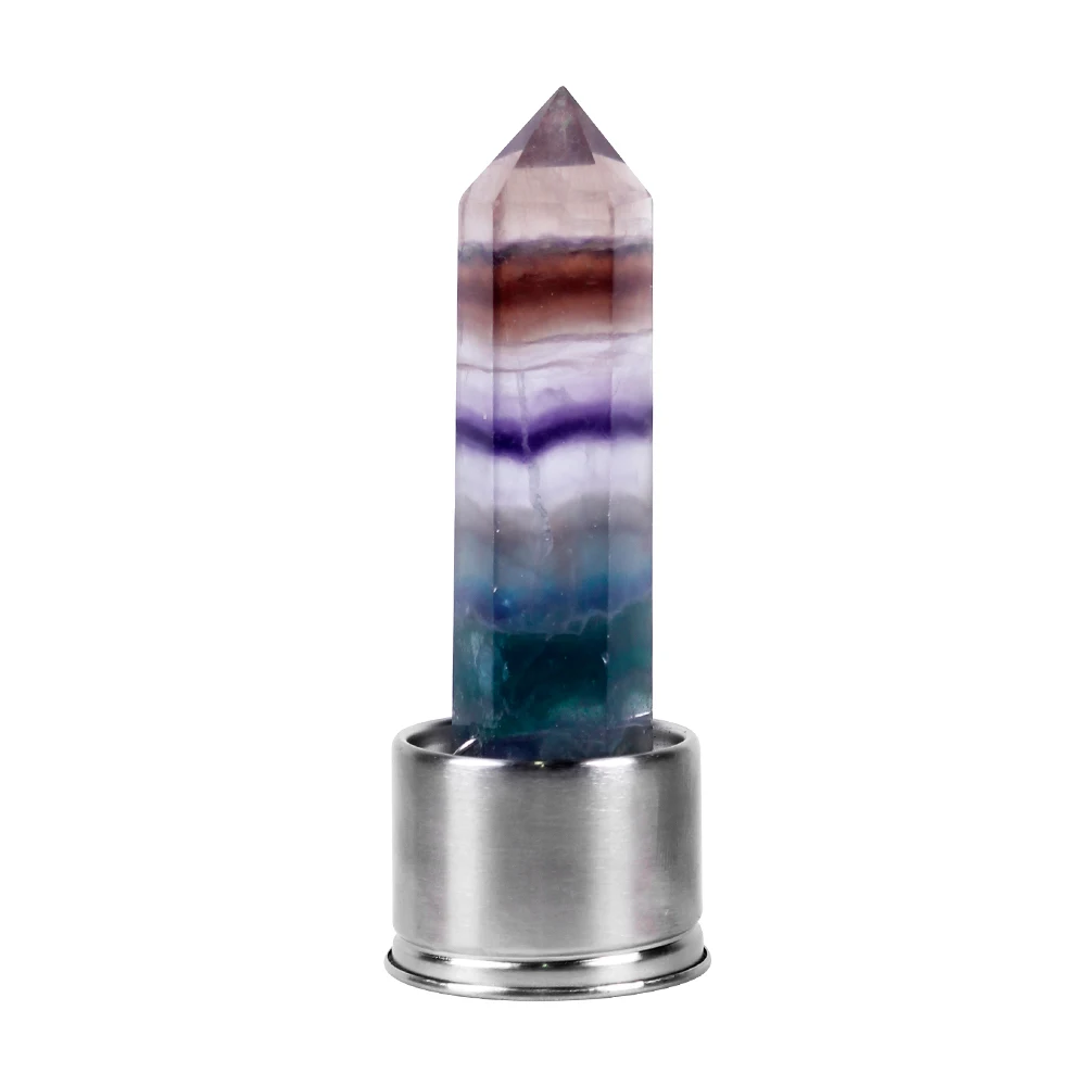 Violet green Натуральный кристалл Колонка энергия здоровый стакан для воды стеклянная бутылка для воды эликсир Кристалл обелиск палочка Исцеление натуральный драгоценный камень кварц - Цвет: Violet green