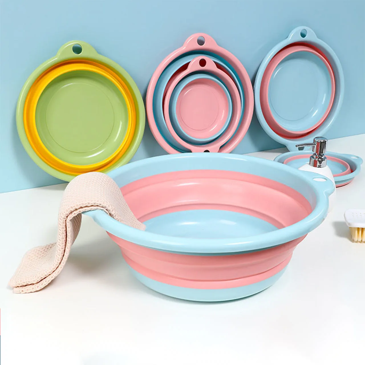 Foldable Washbasin Household Washing Face Washing Dish Laundry Plastic