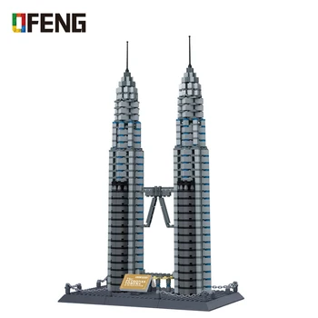 

Architecture Series Singapore Petronas Twin Towers Building Blocks Sets Bricks Classic City Skyline Model Kids Kits Toys Gifts