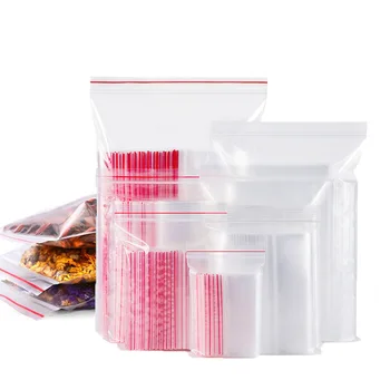 

200Pcs Waterproof Plastic Bag Large Ziplock Storage Bags Small Reusable Groceries Packaging Bag 5 Wire Self Sealing Gift Pouches