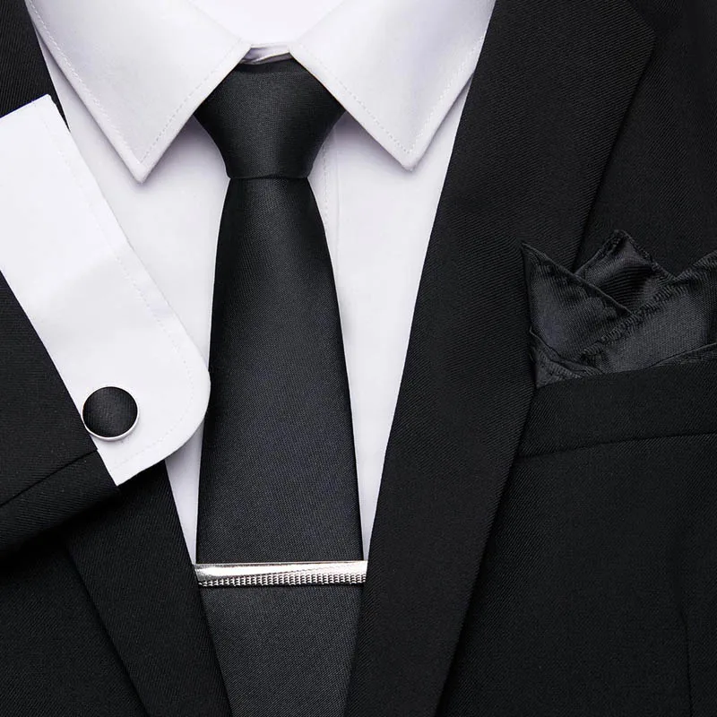 Клетчатый деловой носовой платок, платок, запонки, зажим для галстука, костюм, галстук шириной 7,5 см, Шелковый галстук, набор для мужчин, аксессуары для свадебной вечеринки - Цвет: SZ88