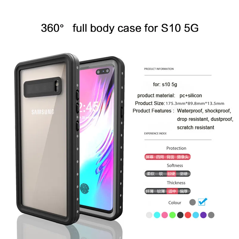 NTSPACE Новая мода IP68 Водонепроницаемый защитный чехол-подставка для samsung Galaxy S10 5G прозрачный пылезащитный Защитный противоударный чехол Крышка