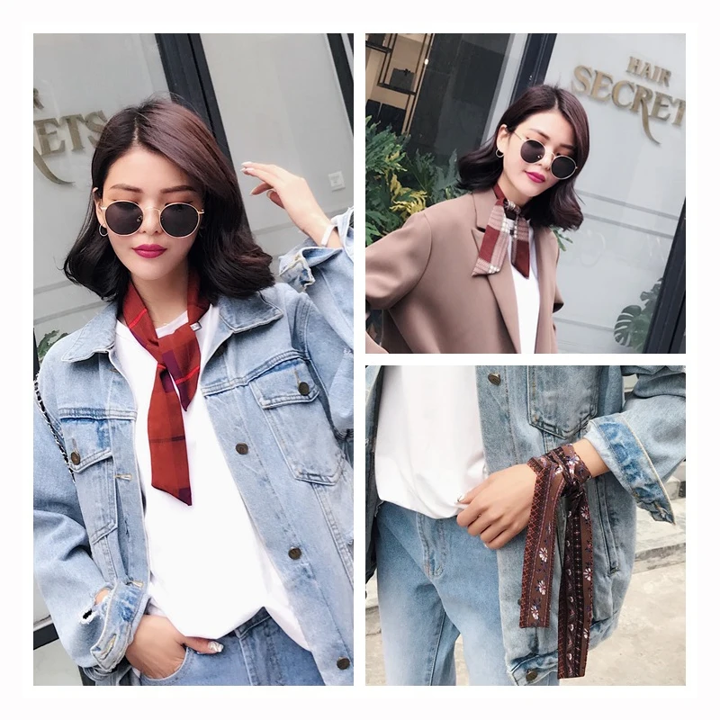 

5cm*90cm New Cute Small Scarves Female Korean Spring And Summer Tied Bag Wrapped Handle Ribbon Scarf Long Strips Long Hair