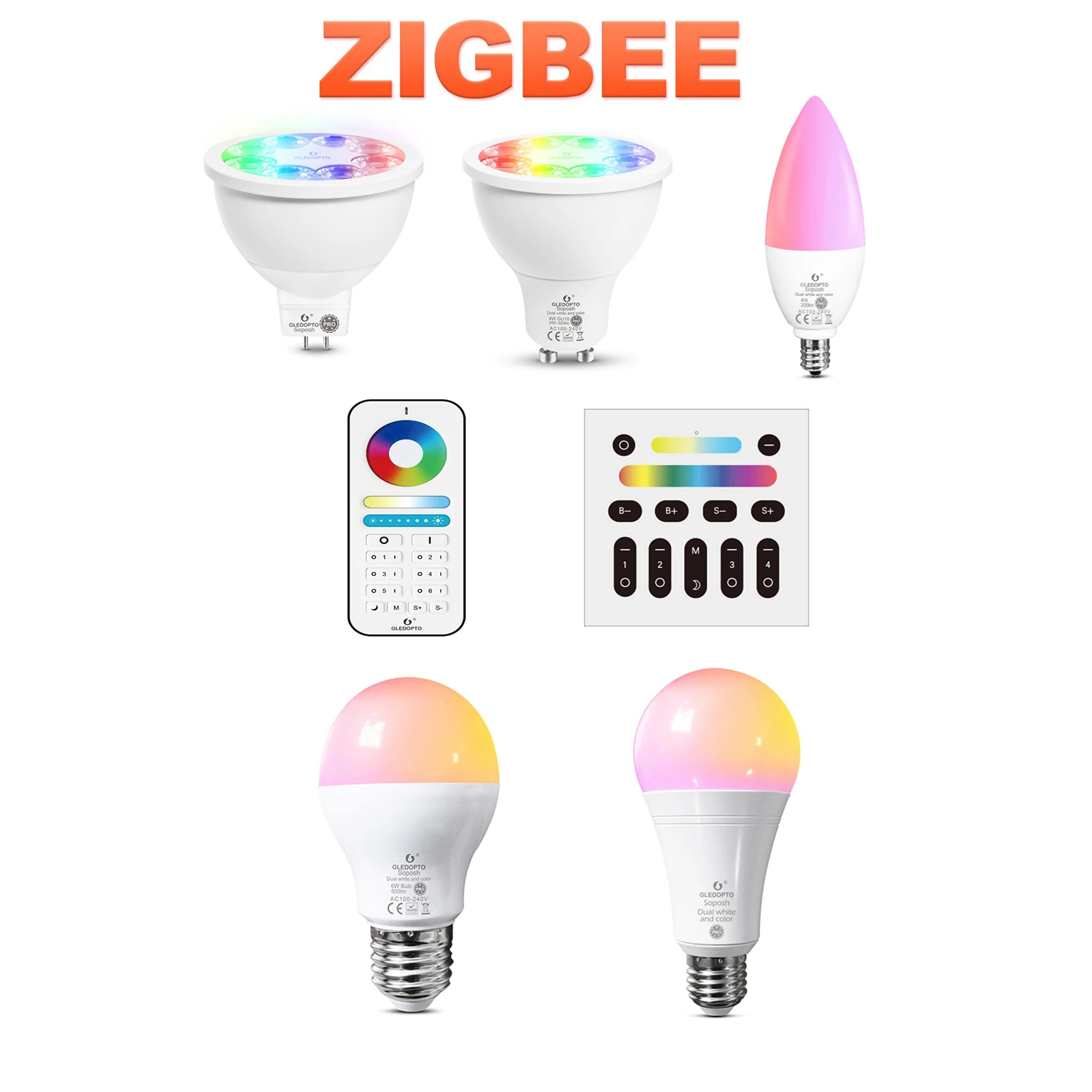 Gledopto Zigbee 3.0 Pro 4w 6w 12w Rgb+cct Led Smart Bulb Mr16 Gu10 E14