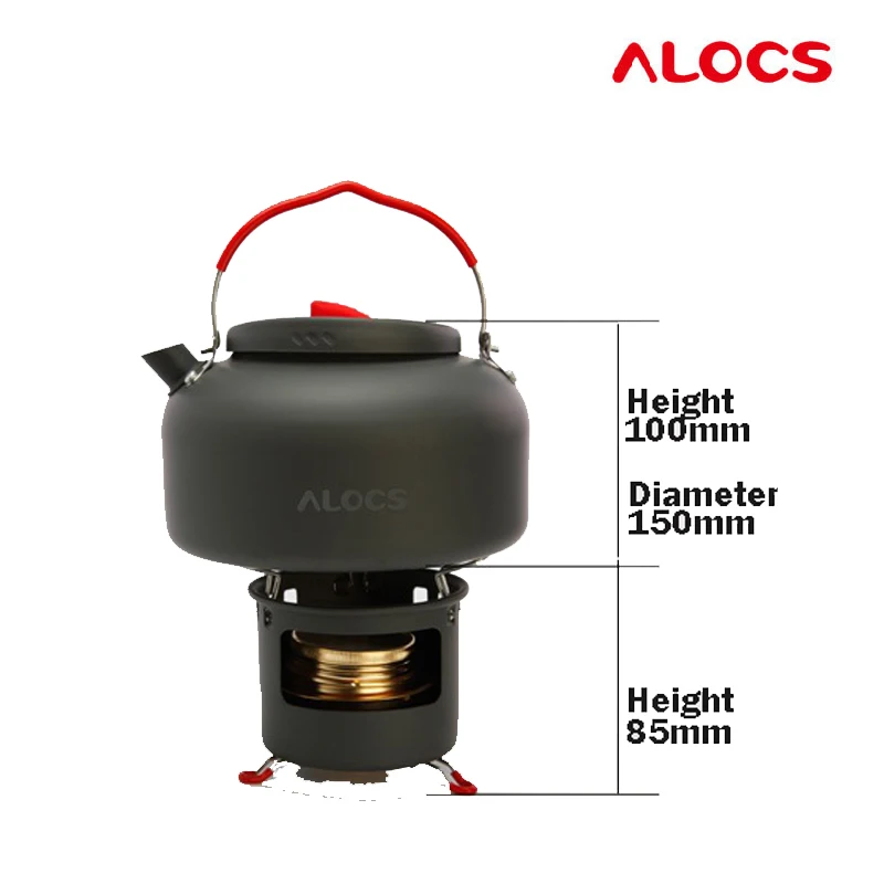 

Alocs Ultralight Camping Water Tea Kettle Picnic Pot Alcohol Stove with Bracket Outdoor Travel Cookware Hiking Equipment Set