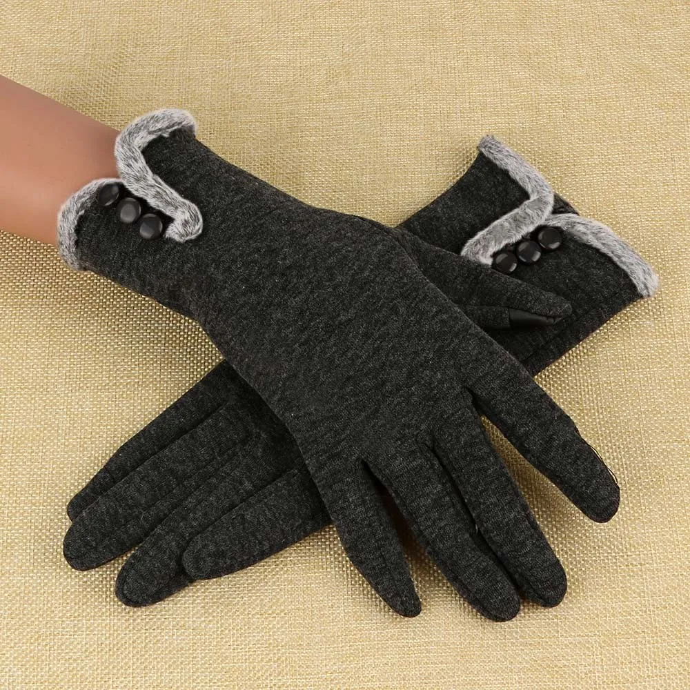 Сексуальные вечерние женские перчатки, высокое качество, кашемир, сохраняющие тепло, для вождения, полный палец, перчатки для экрана, зимние перчатки, новинка - Цвет: Gray