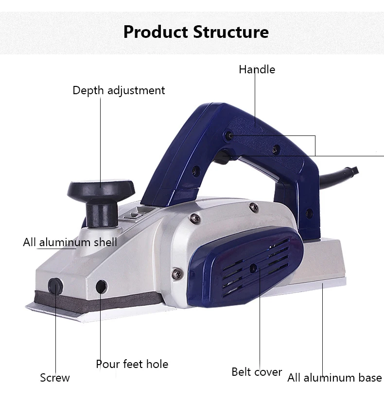Electric Planer Wood Cutter Electric Saw Carpenter's Plane Portable Planer 4