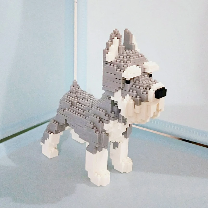 BS 6618-1 Шнауцер серая собака животное 3D модель 880 шт DIY Алмаз Мини Строительные маленькие блоки кирпичи игрушки для детей без коробки
