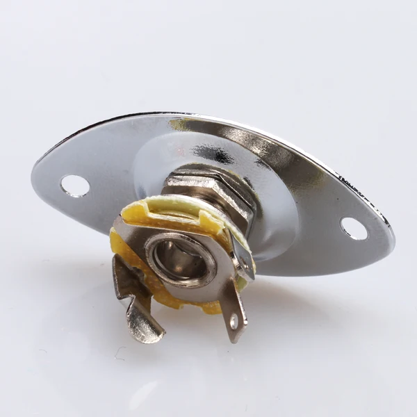 Chrome Plated Oval Output Jack Plate With 2 Mounting Screws For Electric Guitar