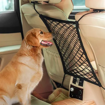 

Car Pet Mesh Barrier With Auto Safety Net Stretchable Storage Bag Easy Install Dog Fence Universal For Cars SUVs Seats Divider