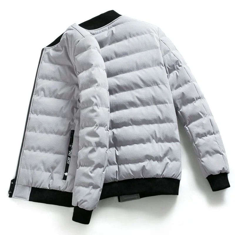 

Grey Thicken Down Coat Men Winter Warm Jacket Normal Length Duck Down Full Sleeve Snow-outwear Overcoat Large Size 3XL 4XL