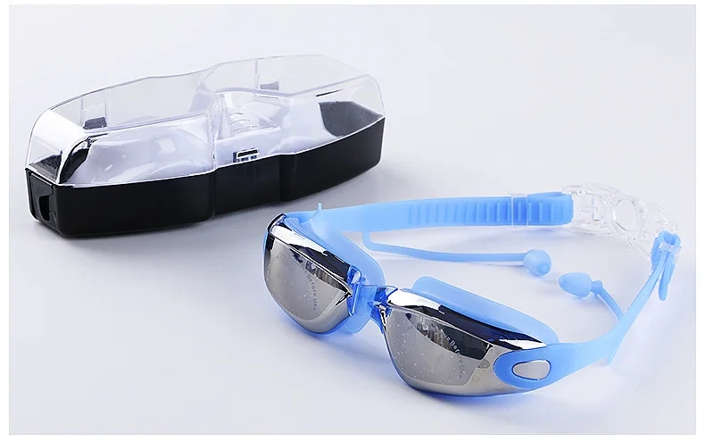 Регулируемые силиконовые плавательные очки для близорукости, противотуманные УФ очки для плавания с ушной затычкой для мужчин и женщин, диоптрийные спортивные очки