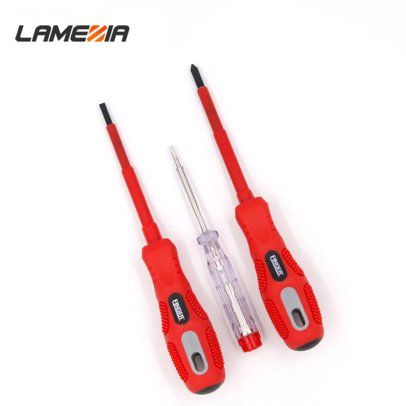 

LAMEZIA 3pcs/set High Quality Screwdriver Set CR-V Combined Multi-function Slotted Phillips Test Pencil Repair Hand Tools
