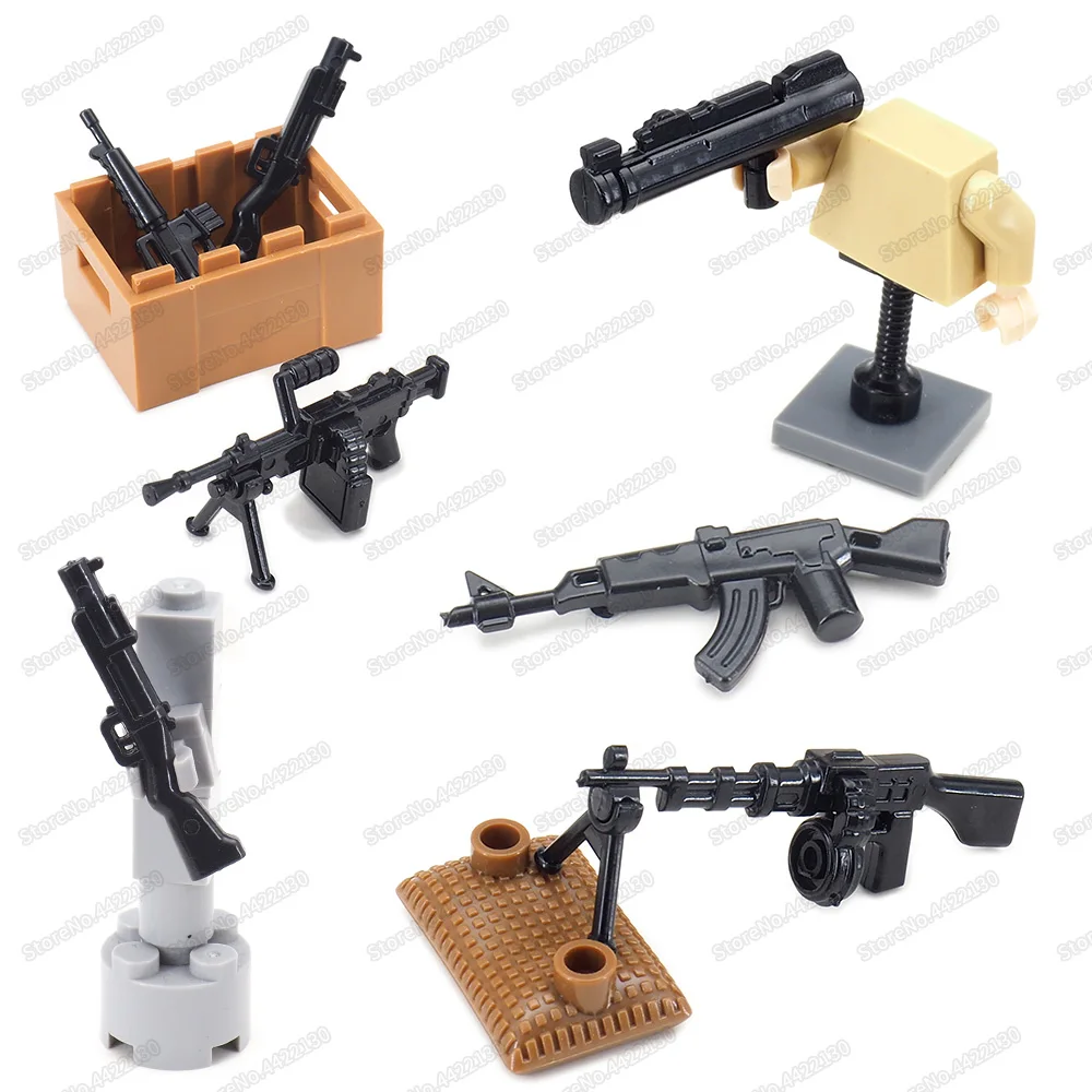 

Военная сборка RPD световые пулеметы снаряжение оружием Набор строительных блоков Moc армия WW2 солдатские фигурки Модель Детские Подарочные и...
