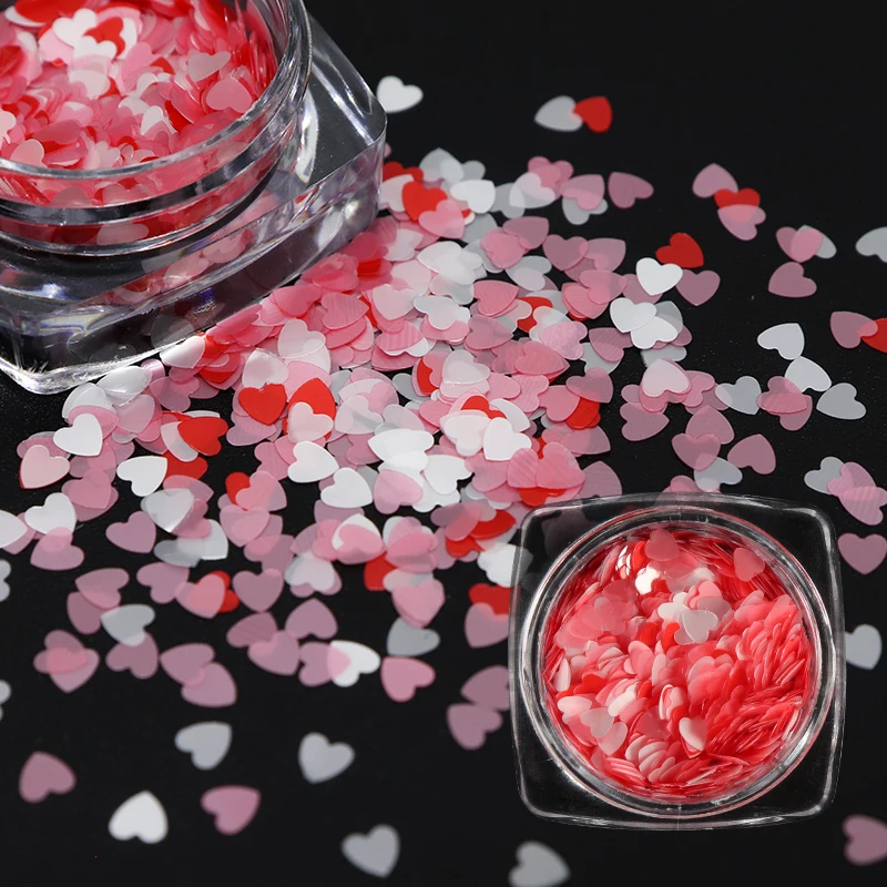 3mm Pink Heart Shaped Glitter Chunky Glitter Sequins