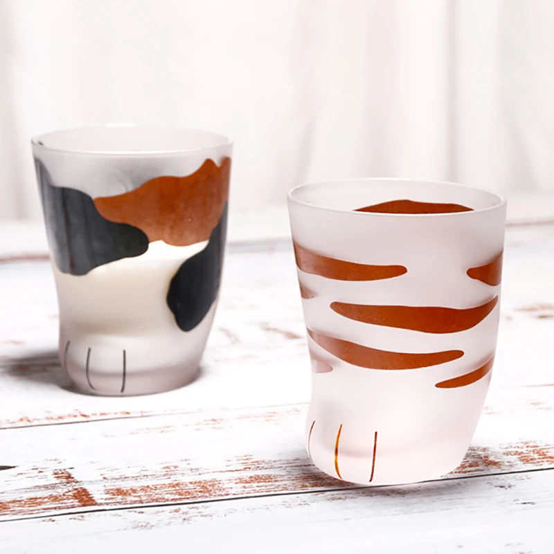 

Cute Cat Paws Glass Tiger Paws Mug Office Coffee Mug Tumbler Personality Breakfast Milk Porcelain Kids Couples Cup Gift