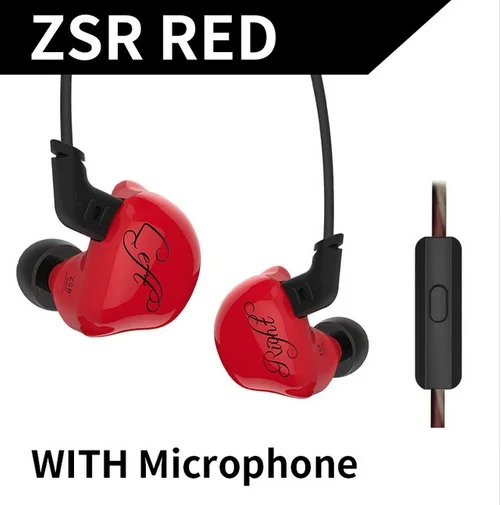 red mic Новинка KZ ZSR 2BA+ DD наушники в ухо арматура с динамической гибридной гарнитурой шумоподавления наушники KZ ZS10 AS10 BA10 ES4 ZS6 ZS5 - Цвет: red mic