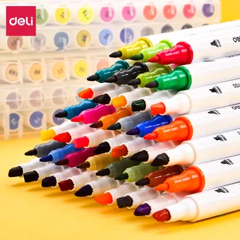 

Deli Mark Pen 12-Color Double Headed Alcohol Water Crayon Hand-Painted Design Color Anime Fine Art Painted Children Crayon