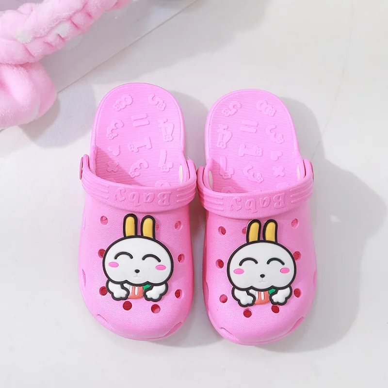 Children's cool slippers new summer bag head baby indoor home boys and girls hole shoes beach shoes soft sole anti-slip