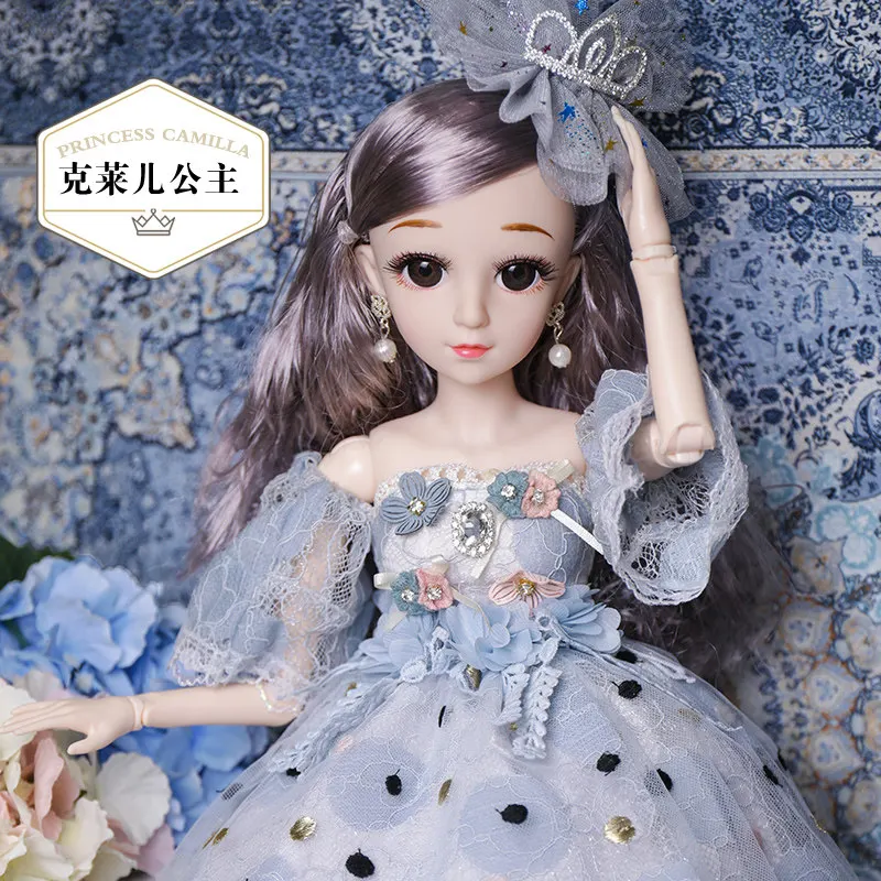 60 см модные куклы для девочек игрушки Simul пластиковые наряды соединены DIY Смарт большая принцесса кукла декоративные для девочек подарок на день рождения - Цвет: Claire(With Box)