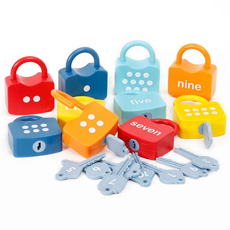 Montessori Locks Set Baby Toys Numbers Letter Matching Unlock Game