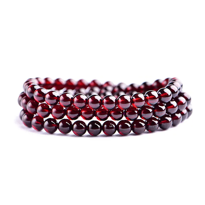 Natural Pyrope Garnet Round Stone Jewelry Deep Wine Red Garnet Stones Beads Bracelet Charms Yoga Men Women Meditation Amulet