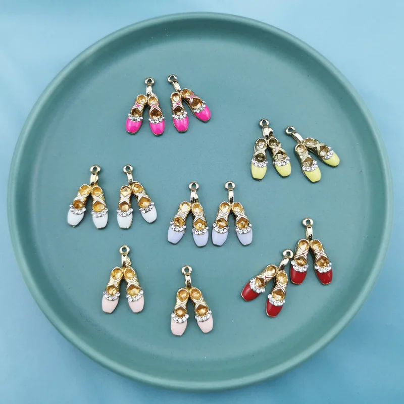 

10pcs cute ballet shoes Enamel Metal Charms Earring Bracelet DIY Jewelry Making