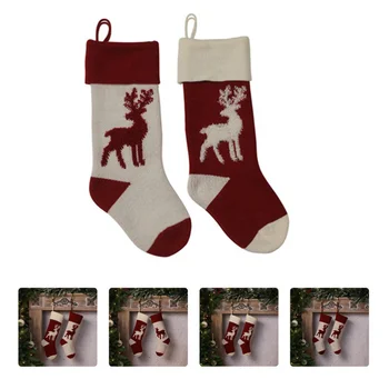 

2PCS Holiday Party Tree Fireplace Stocking Christmas Themed Pendant Stockings