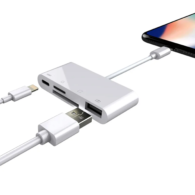 Для зарядки Apple OTG мульти-функциональный четырех-в-одном устройство для чтения карт памяти sd карты OTG мульти-функциональный Apple кард-ридер