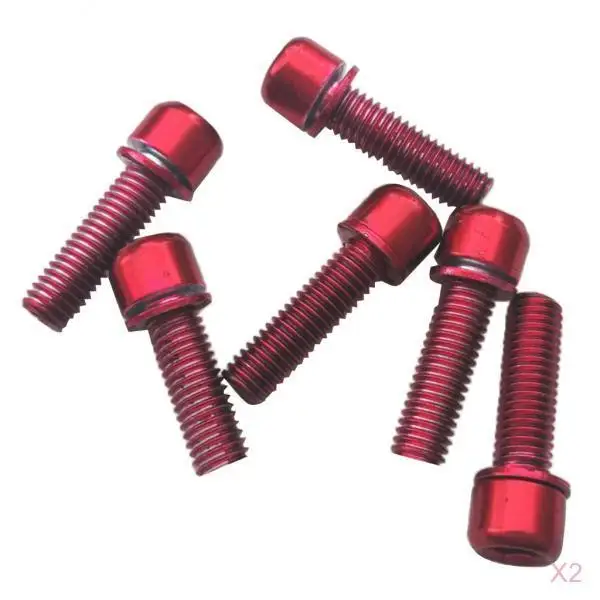 Pack of 12, M5x18mm Screws for MTB Road Bike Bicycle Disc Brake Caliper / Handlebar Stem - Red