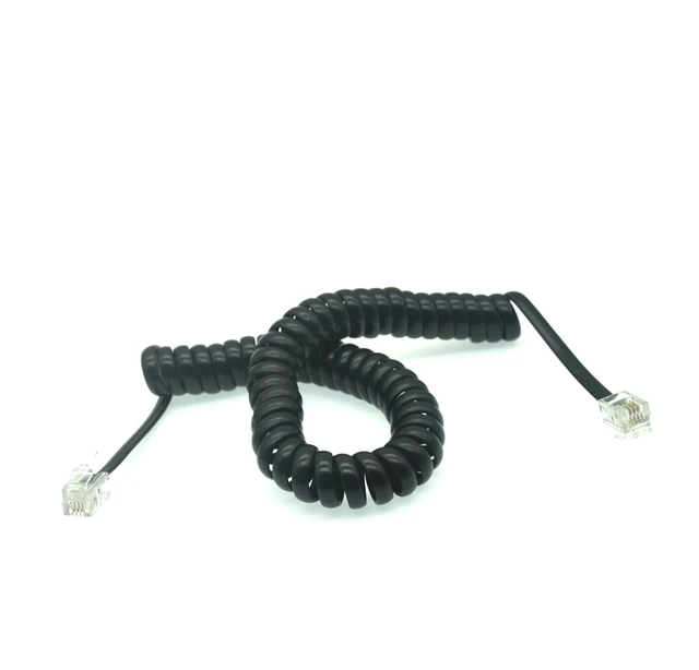 CABLE EN ESPIRAL HACK TECHNOLOGY TELÉFONICO RJ11 CERTIFICADO 1.8 METROS  NEGRO