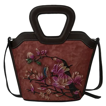 

New Elegant Women Messenger Shoulder Cross body Bags Female Tote Bag Cowhide Carved pattern High Quality Genuine Leather Handbag