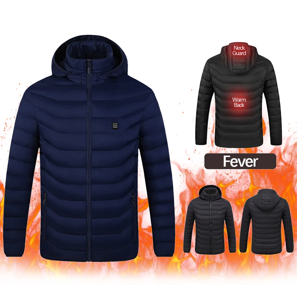 

2 Areas Heated Coat Winter USB Infrared Electric Heat Clothes For Adult Outdoor Flexible Thermal Smart Heating Cotton Jacket