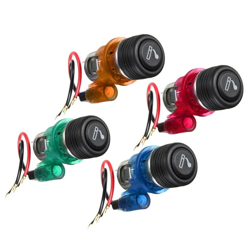 Универсальный светящегося автомобильного прикуривателя в сборе 12V Светодиодная лампа для мотоцикла с розеткой и кабель
