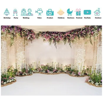 

Backdrop Party Birthday Flowers Wall Photography Background Scene Art Wedding Decoration Reusable Studio Props Vinyl Vintage