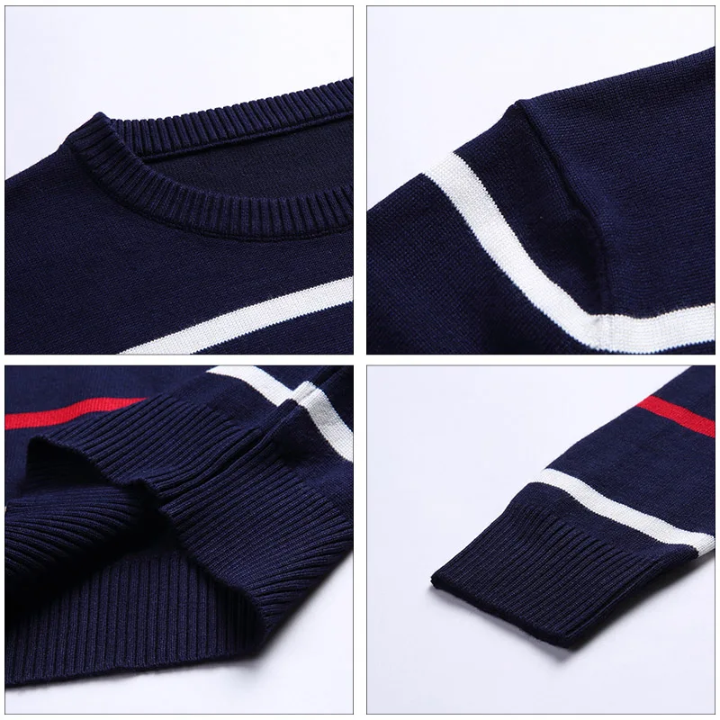 AIRGRACIAS Pullover Men Brand Clothing 2019 Autumn New Wool Slim fit Sweater Men Casual Striped Pull Jumper Men pull homme