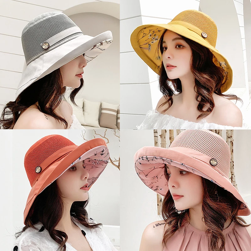 K116 Women's Bucket Hat Panama Fashion Sun Visor Breathable Fisherman Protection Hat Summer Hats Beach Sun Hats Breathable