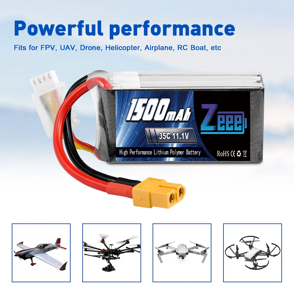 Zeee 11,1 V 1500mAh 35C 3S Lipo батарея с XT60 штепсельной вилкой софткейс RC зарядное устройство для RC Quad Drone RC автомобиль грузовик самолет FPV