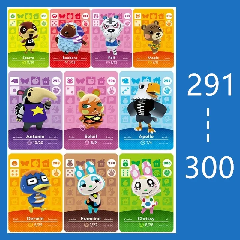 Карта Стандартного размера с животными 291 ~ 300 Amxxboen Ntag215 чип NFC игровая карта для NS