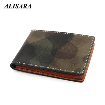 

Camouflage Credit Card Wallet Men First Layer Leather Top-end Women Small Purses Male Mini ID/Bus Card Case Luxury Slim Wallets