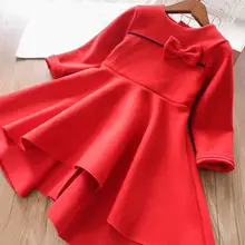 Новинка г.; Детские модные красные платья с бантом; Рождественская одежда принцессы для девочек; 5 шт/лот;